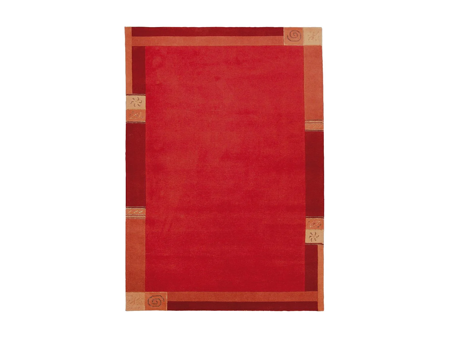 tapis chambre 90x160 fait main en laine rouge rectangle motif simple LIMANA