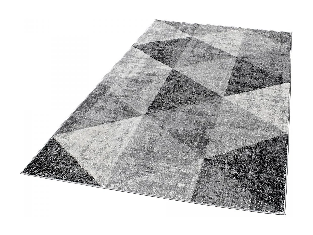 tapis salon 200x280 tissé gris et crème rectangle motif géométrique SOLTAM