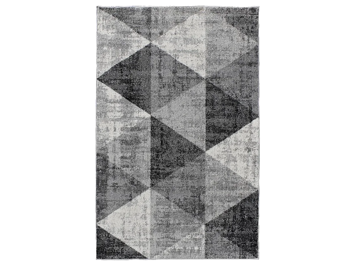 tapis salon 200x280 tissé gris et crème rectangle motif géométrique SOLTAM