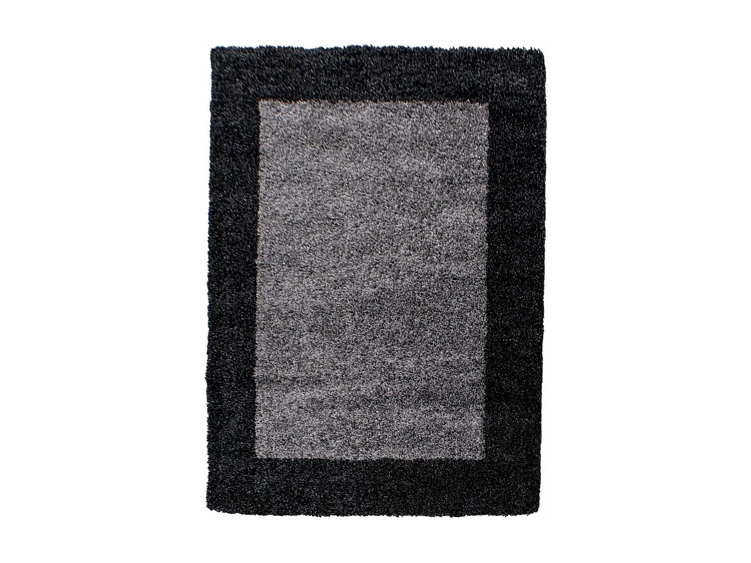 Tapis poils longs shaggy 80x150 rectangle tissé gris et anthracite