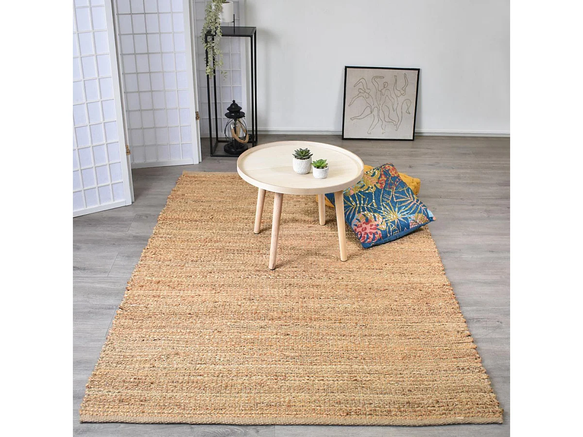 Tapis en jute fait à la main motif uni NATURE 1