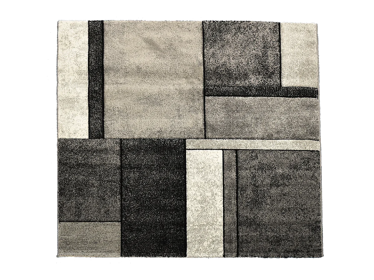 tapis chambre 80x150 tissé gris rectangle motif géométrique BI 61