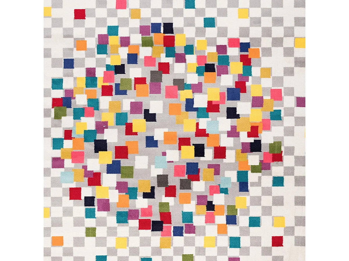 tapis chambre 60x110 tissé crème rectangle motif géométrique EFFACT