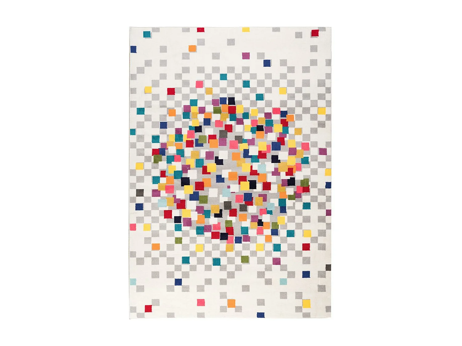 tapis chambre 60x110 tissé crème rectangle motif géométrique EFFACT