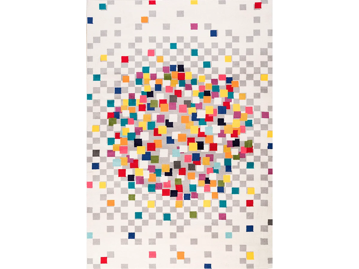 tapis chambre 60x110 tissé crème rectangle motif géométrique EFFACT