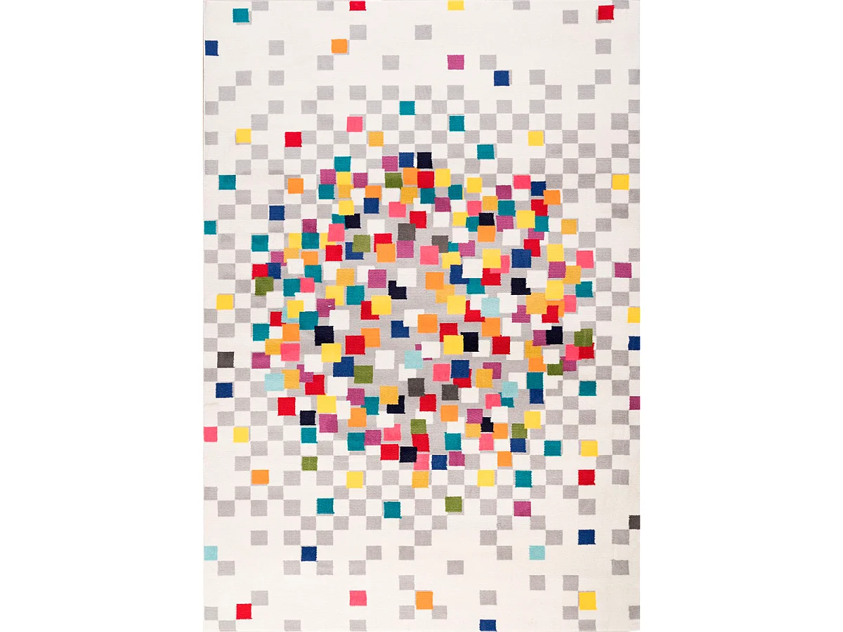 tapis chambre 60x110 tissé crème rectangle motif géométrique EFFACT