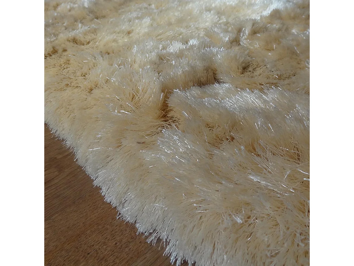 Tappeto Shaggy 80x140 rettangolo fatto a mano beige tinta unita SG FIN