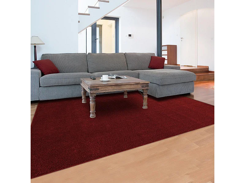 Tapis rond Ø160cm tissé motif uni pour chambre SOULA