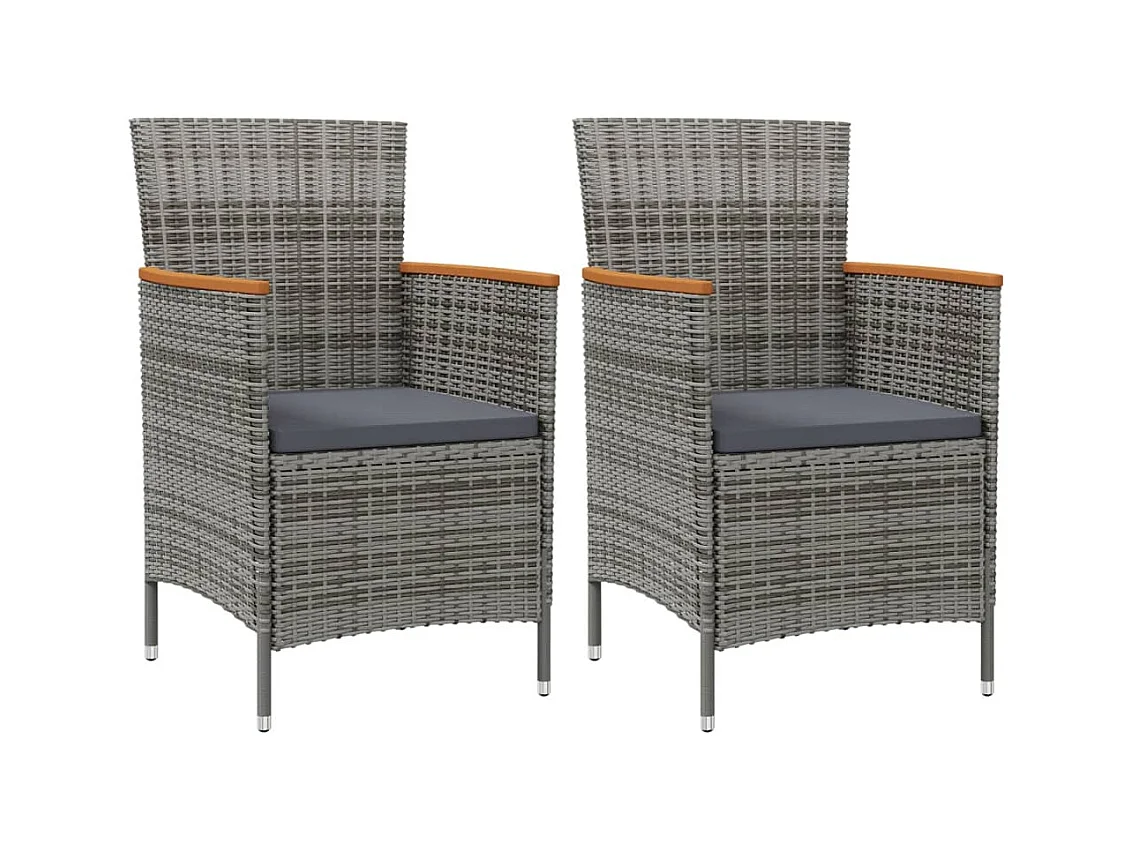 Chaises de salle à manger de jardin 2 pièces Résine tressée Gris