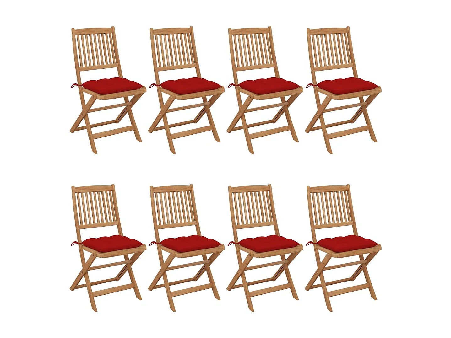 Cadeiras de jardim dobráveis 8 peças c/ almofadões acácia maciça
