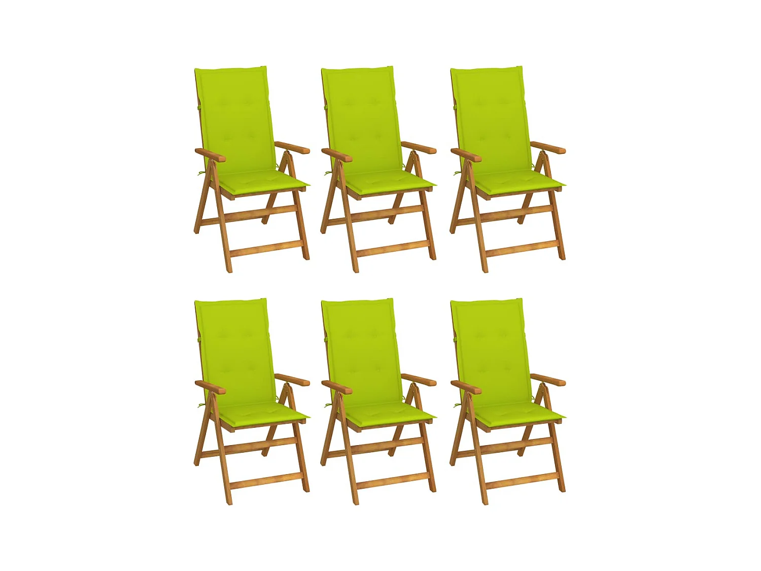Chaises pliables de jardin 6 pièces avec coussins Bois d'acacia