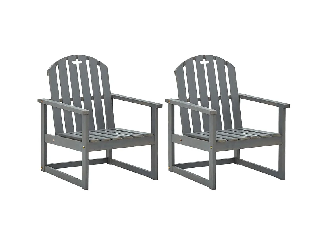 Chaises de jardin 2 pièces Gris Bois d'acacia solide