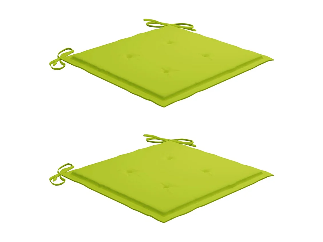 Chaises de jardin 2 pièces avec coussins vert vif Bois de teck