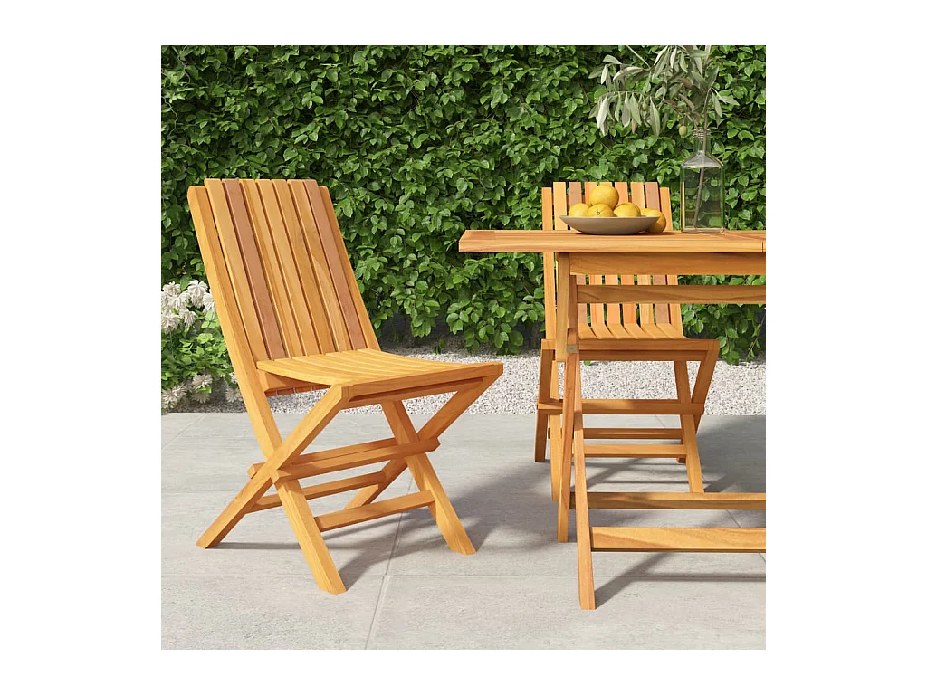 Chaises de jardin pliantes 2 pièces 47x47x89 cm bois massif teck