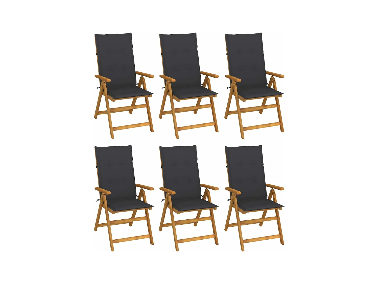 Chaises pliables de jardin 6 pièces avec coussins Bois d'acacia
