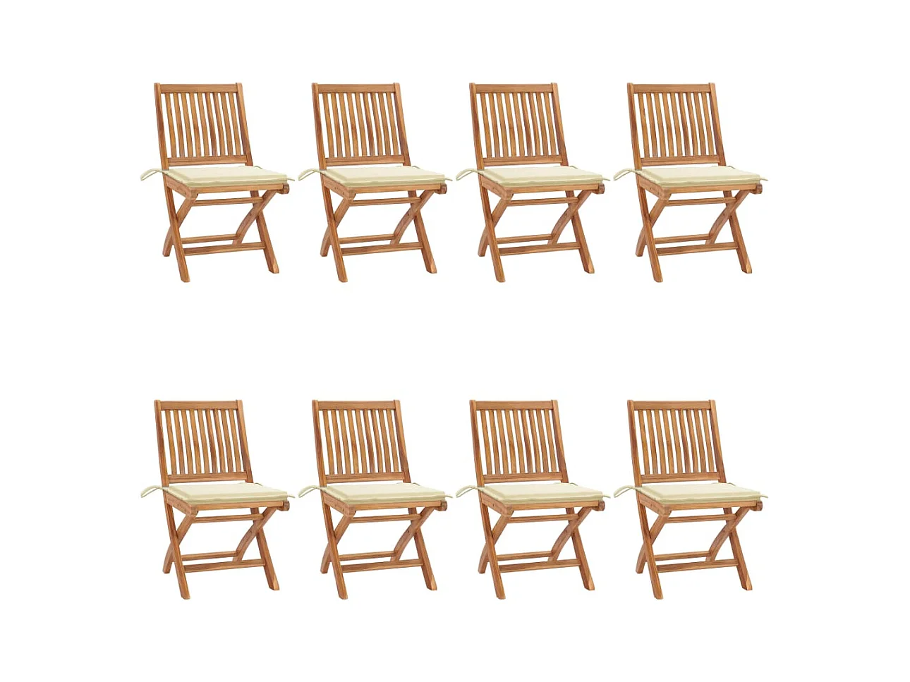 Tuinstoelen 8 st inklapbaar met kussens massief teakhout
