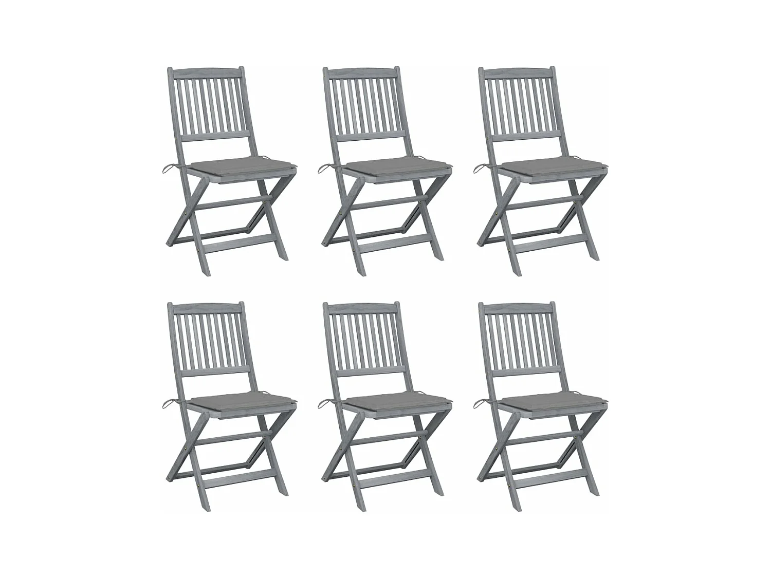 Chaises pliables d'extérieur 6 pièces avec coussins Bois d'acacia