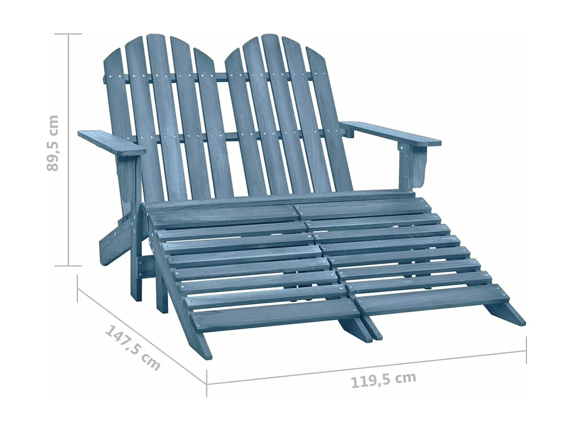 Otomana Adirondack de jardín 2 plazas madera de abeto azul