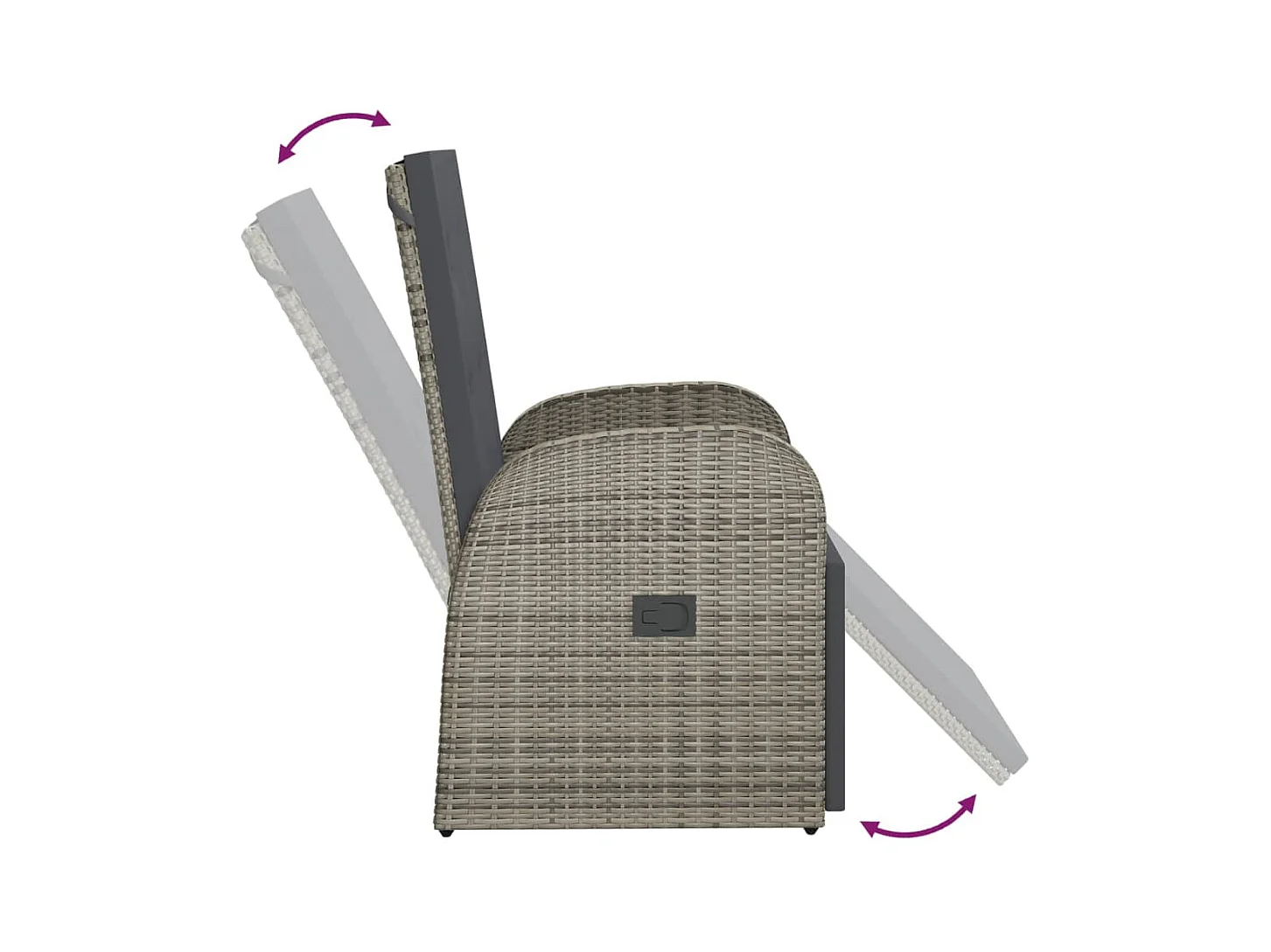 Chaises de jardin inclinables coussins 2 pièces Gris Résine tressée