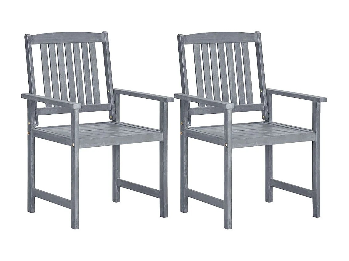 Chaises de jardin 2 pièces Gris Bois solide d'acacia