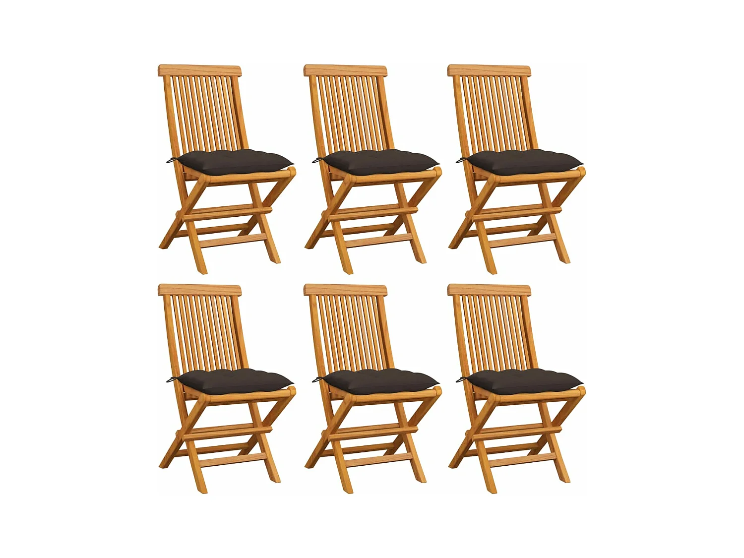 Chaises de jardin avec coussins taupe 6 pièces Bois de teck massif