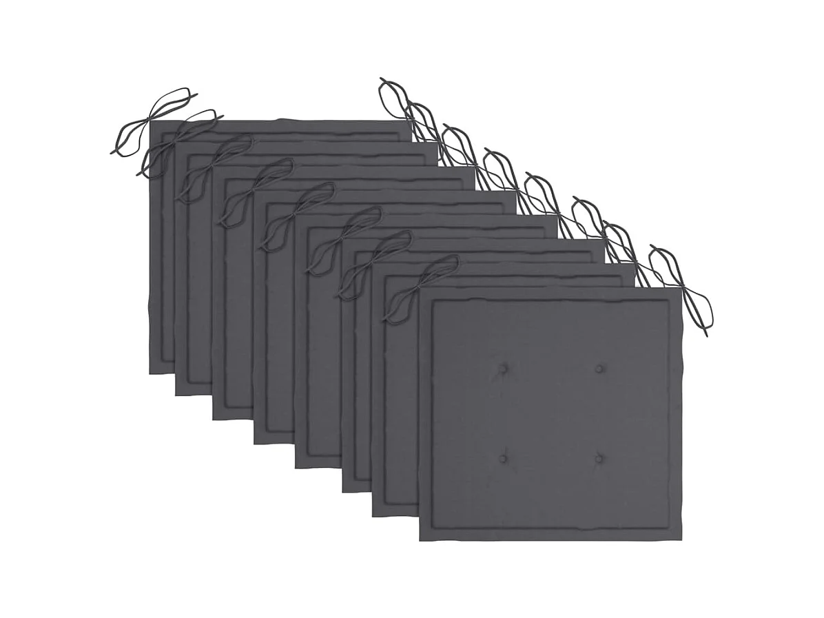 Chaises de jardin avec coussins anthracite 8 pièces Teck massif