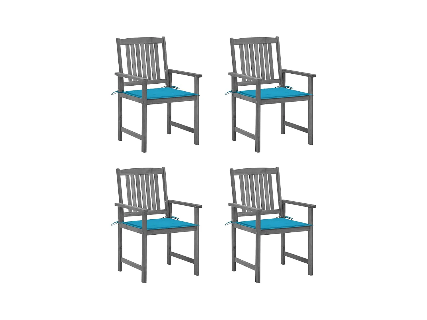 Chaises de jardin avec coussins 4 pièces Gris Bois d'acacia massif
