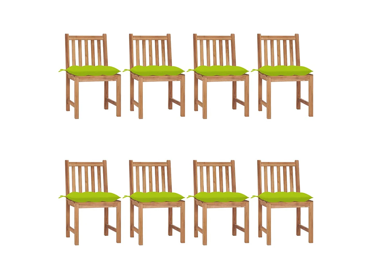 Chaises de jardin 8 pièces avec coussins Bois de teck massif
