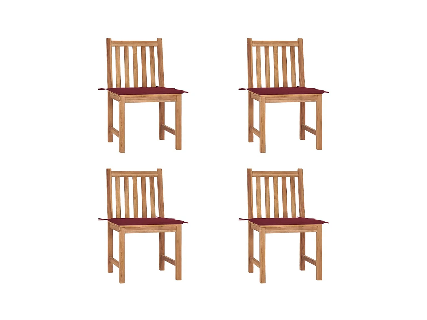 Chaises de jardin 4 pièces avec coussins Bois de teck massif