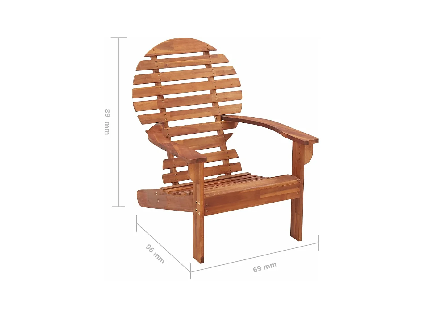 Silla Adirondack de madera maciza de acacia