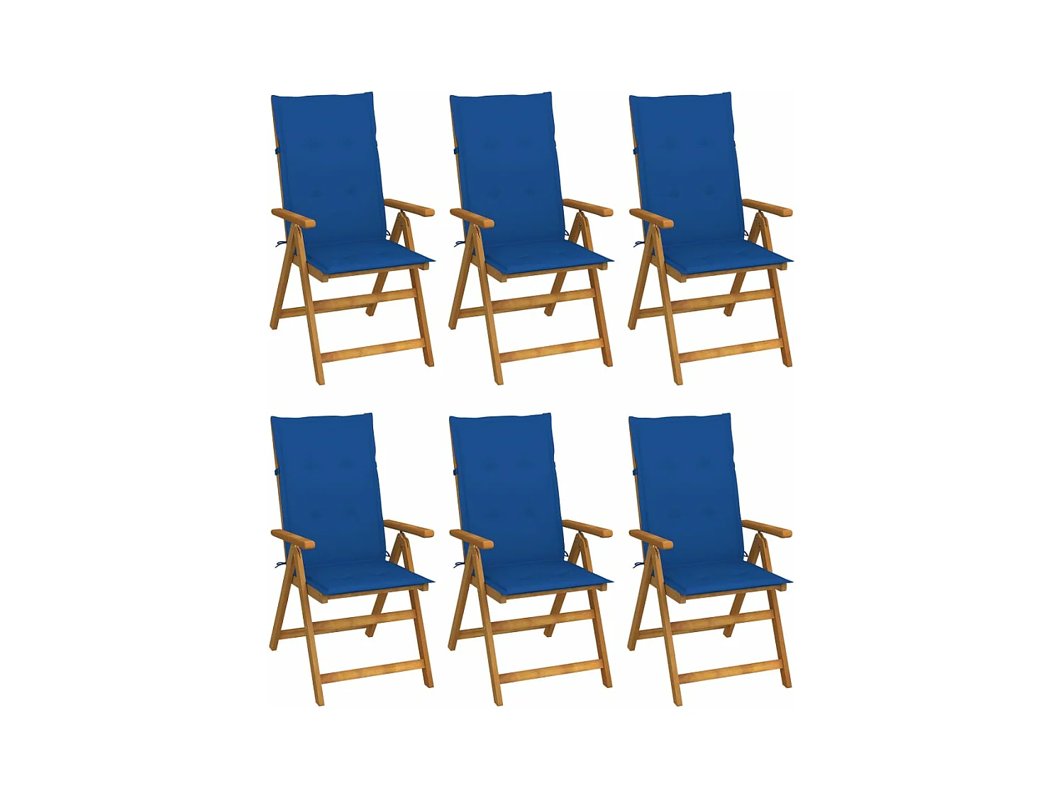 Chaises pliables de jardin 6 pièces avec coussins Bois d'acacia