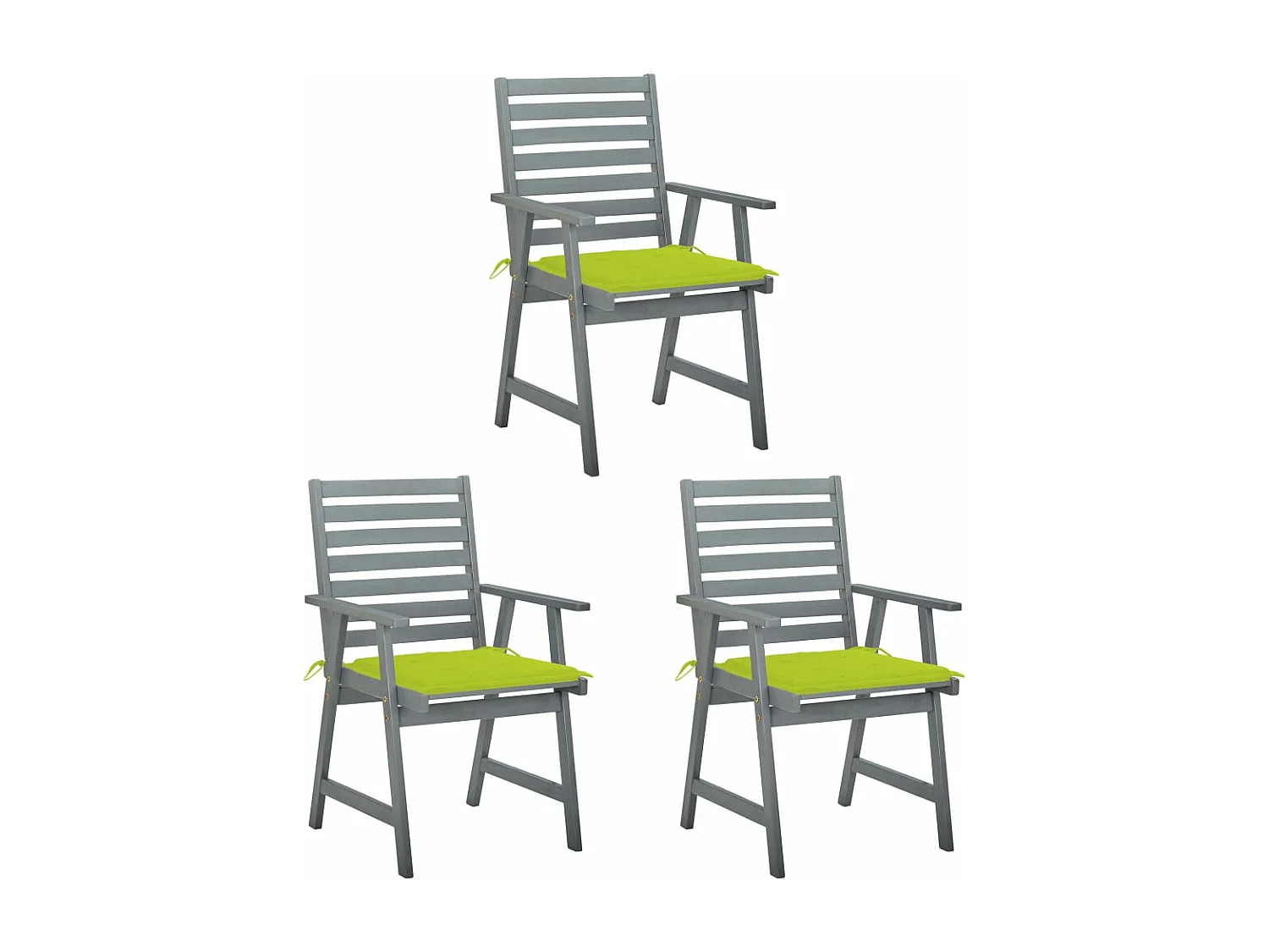 Chaises à dîner d'extérieur 3 pièces avec coussins Acacia massif