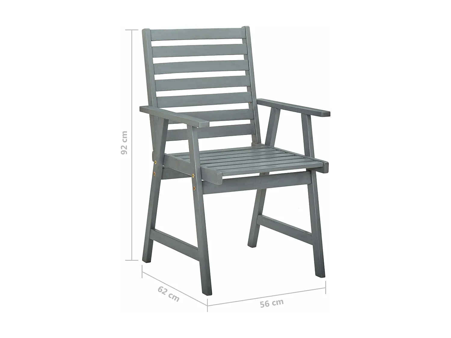 Chaises à dîner d'extérieur 3 pièces avec coussins Acacia massif