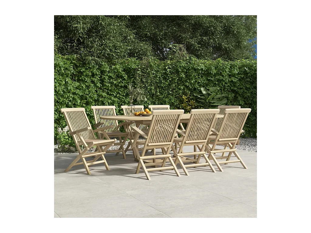 Chaises de jardin pliantes 8 pièces gris 56x61x89 cm bois de teck