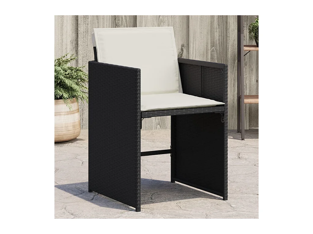 Chaises de jardin lot de 4 avec coussins noir résine tressée