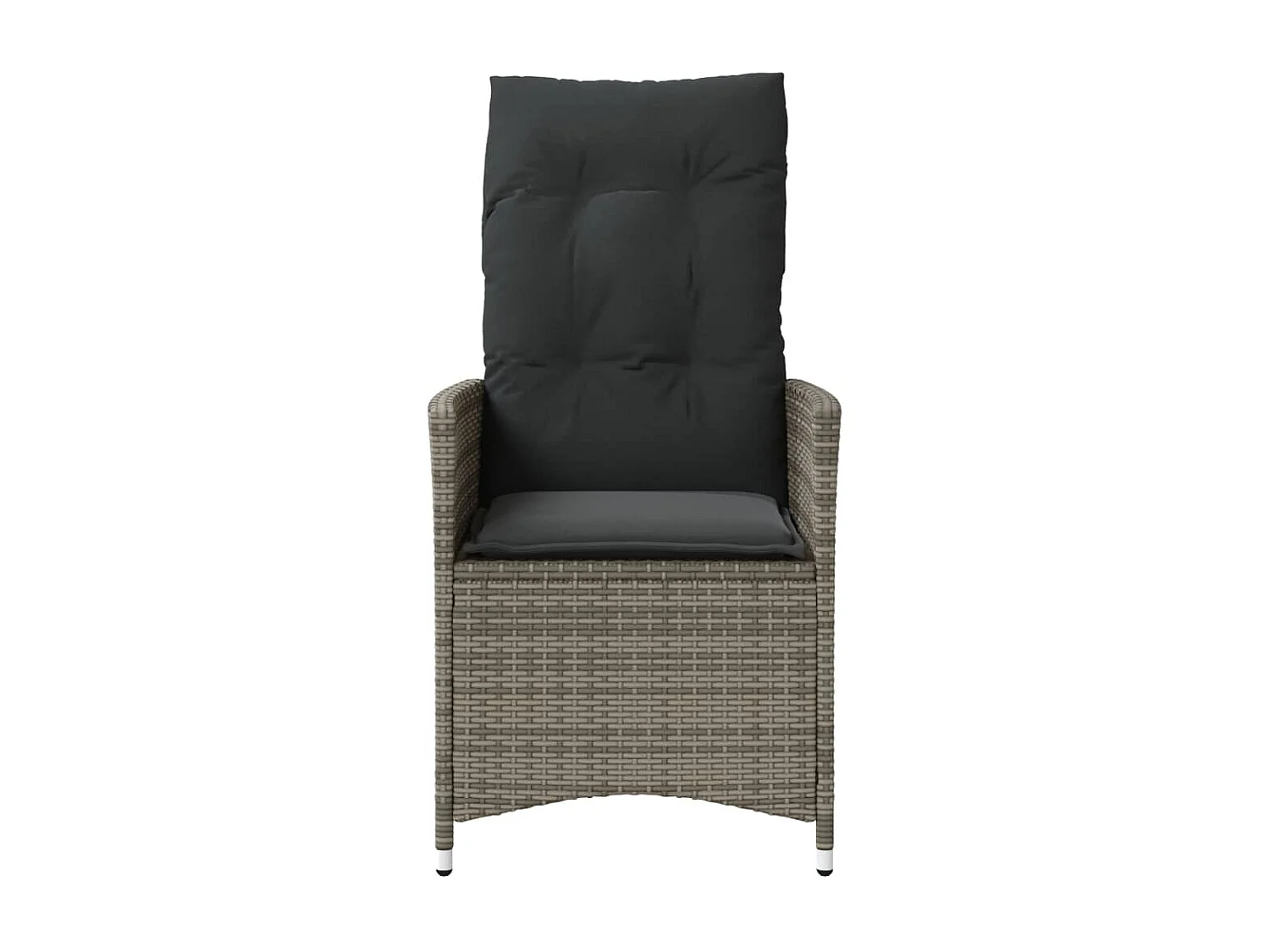 Sillón reclinable de jardín con cojines ratán sintético gris