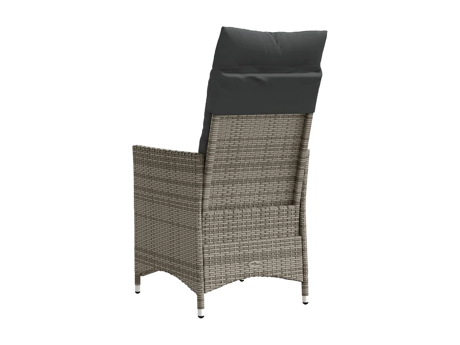 Sillón reclinable de jardín con cojines ratán sintético gris