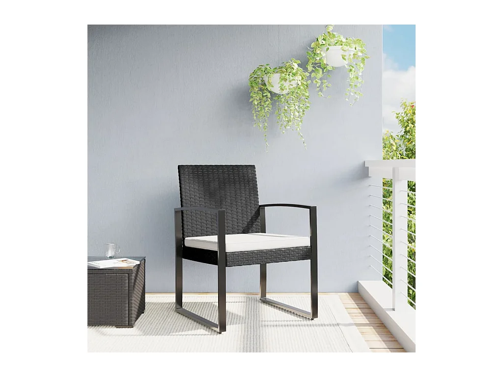 Chaises à manger de jardin lot de 2 noir rotin PP