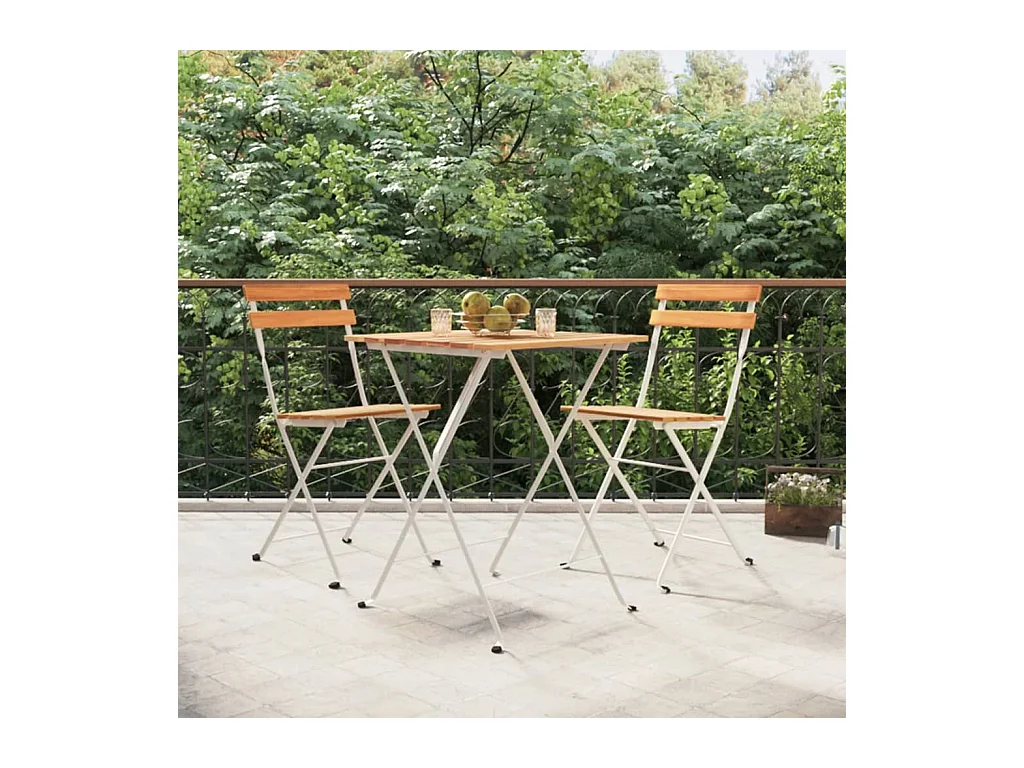 Chaises de bistrot pliantes 2 pièces Bois d'acacia solide et acier