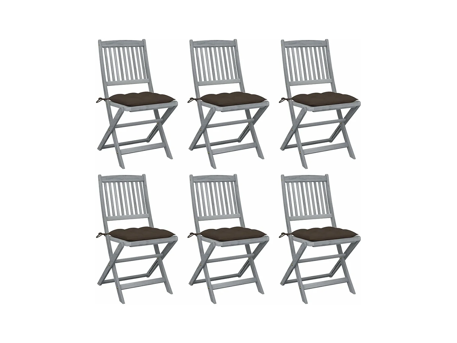 Chaises pliables d'extérieur 6 pièces avec coussins Bois d'acacia
