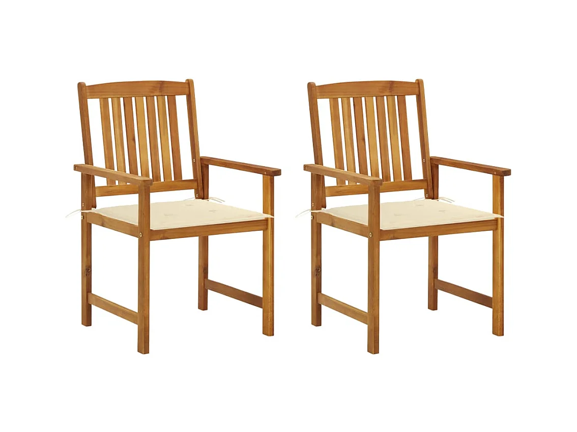 Chaises de jardin avec coussins 2 pièces Bois d'acacia massif