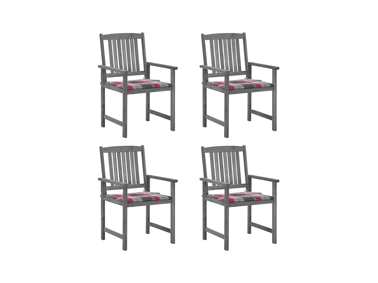 Chaises de jardin avec coussins 4 pièces Gris Bois d'acacia massif
