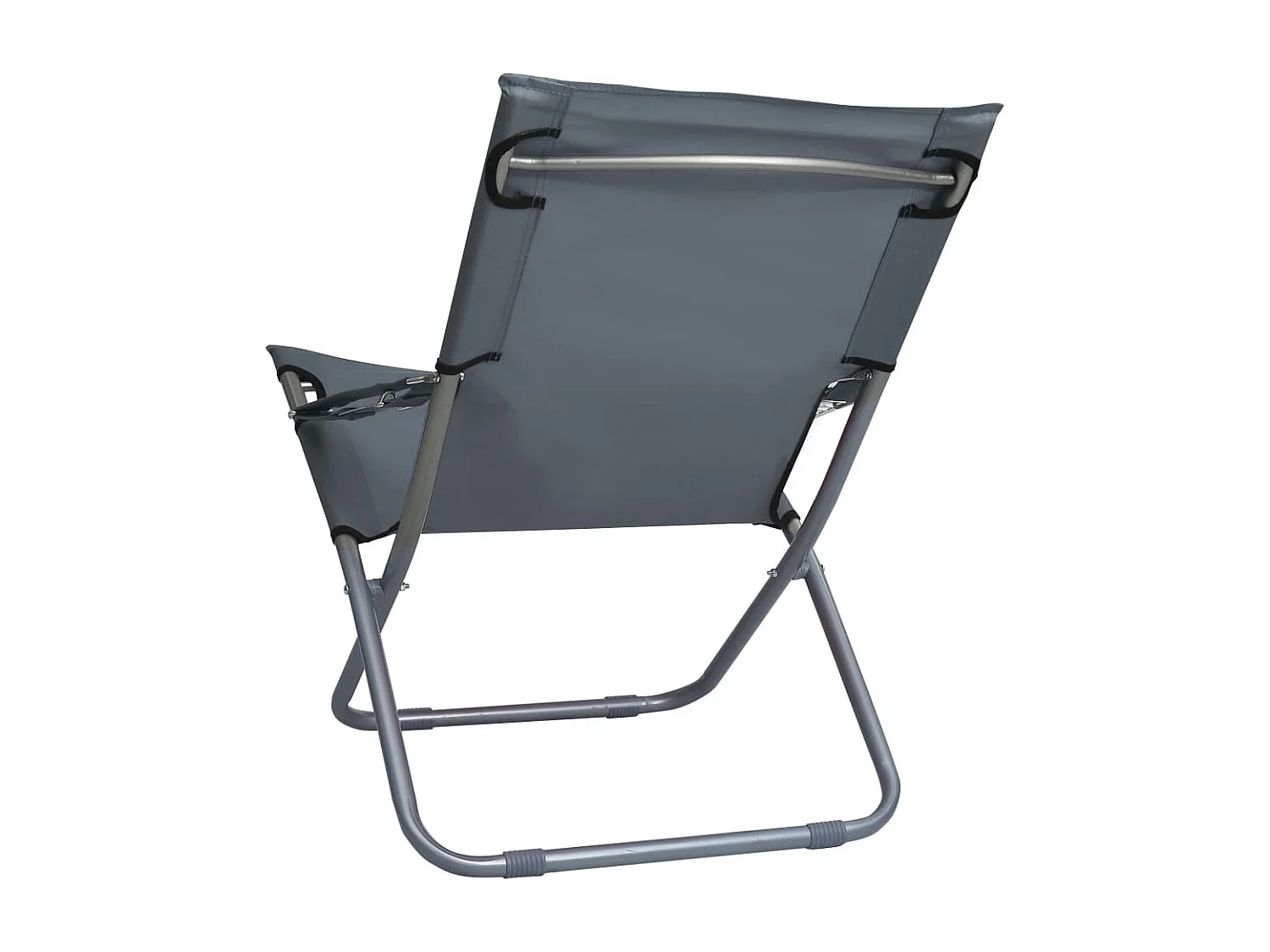 Cadeiras de praia dobráveis 2 peças tecido cinzento