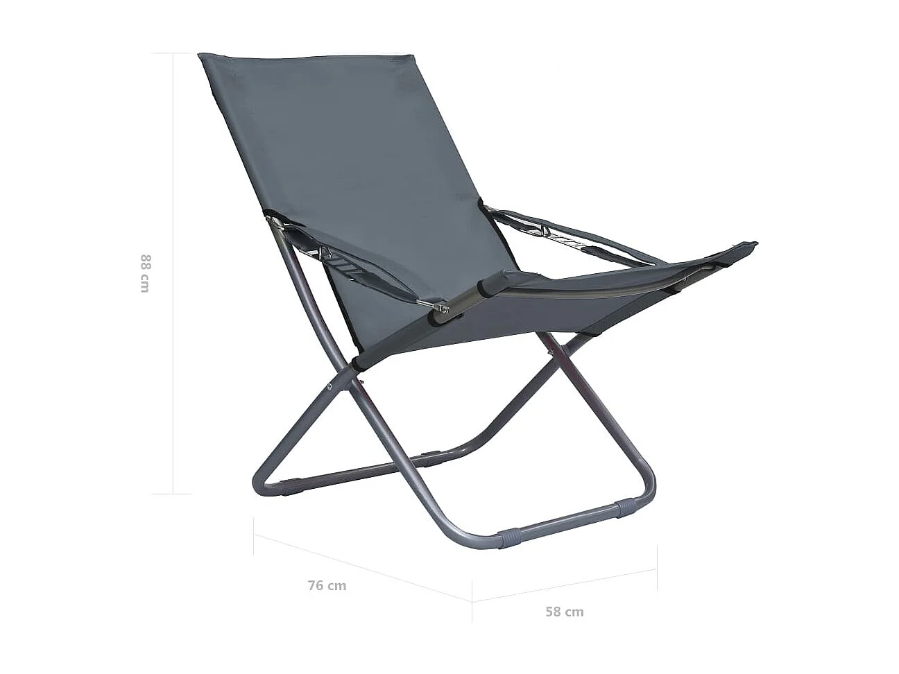 Cadeiras de praia dobráveis 2 peças tecido cinzento