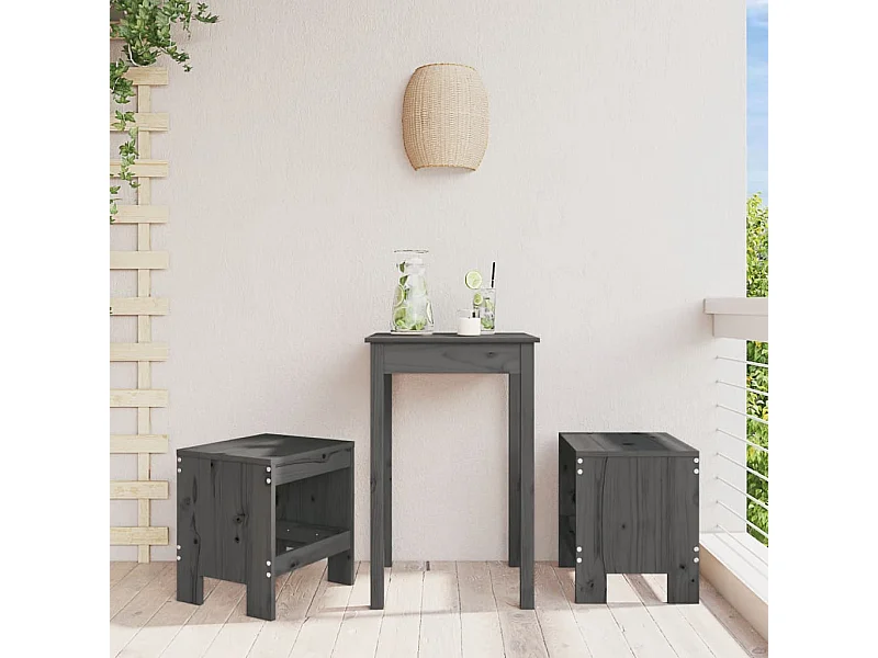 Tabourets de jardin 2 pièces gris 40x36x45 cm bois massif de pin