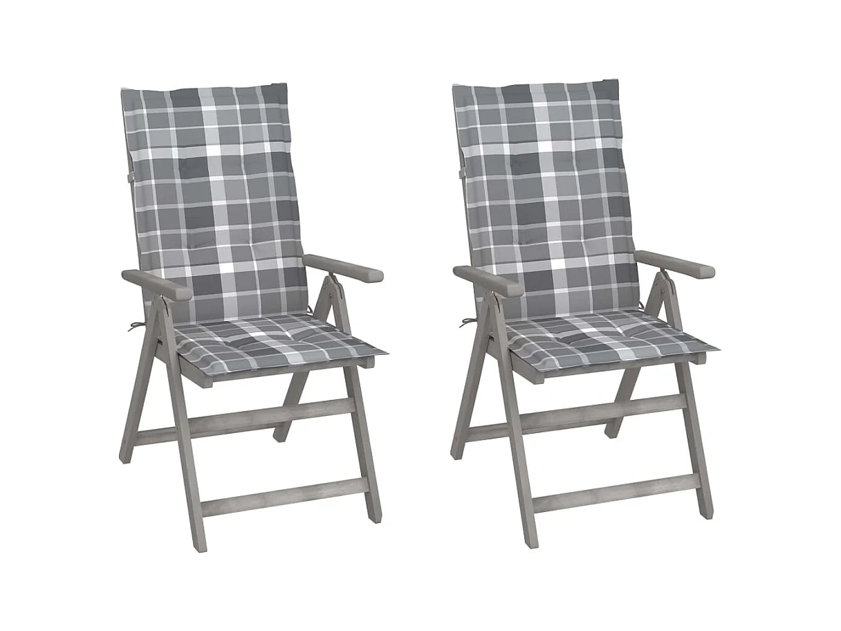 Chaises inclinables de jardin 2 pièces avec coussins Bois d'acacia