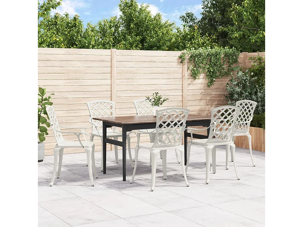 Chaises de jardin lot de 6 fonte d'aluminium blanc