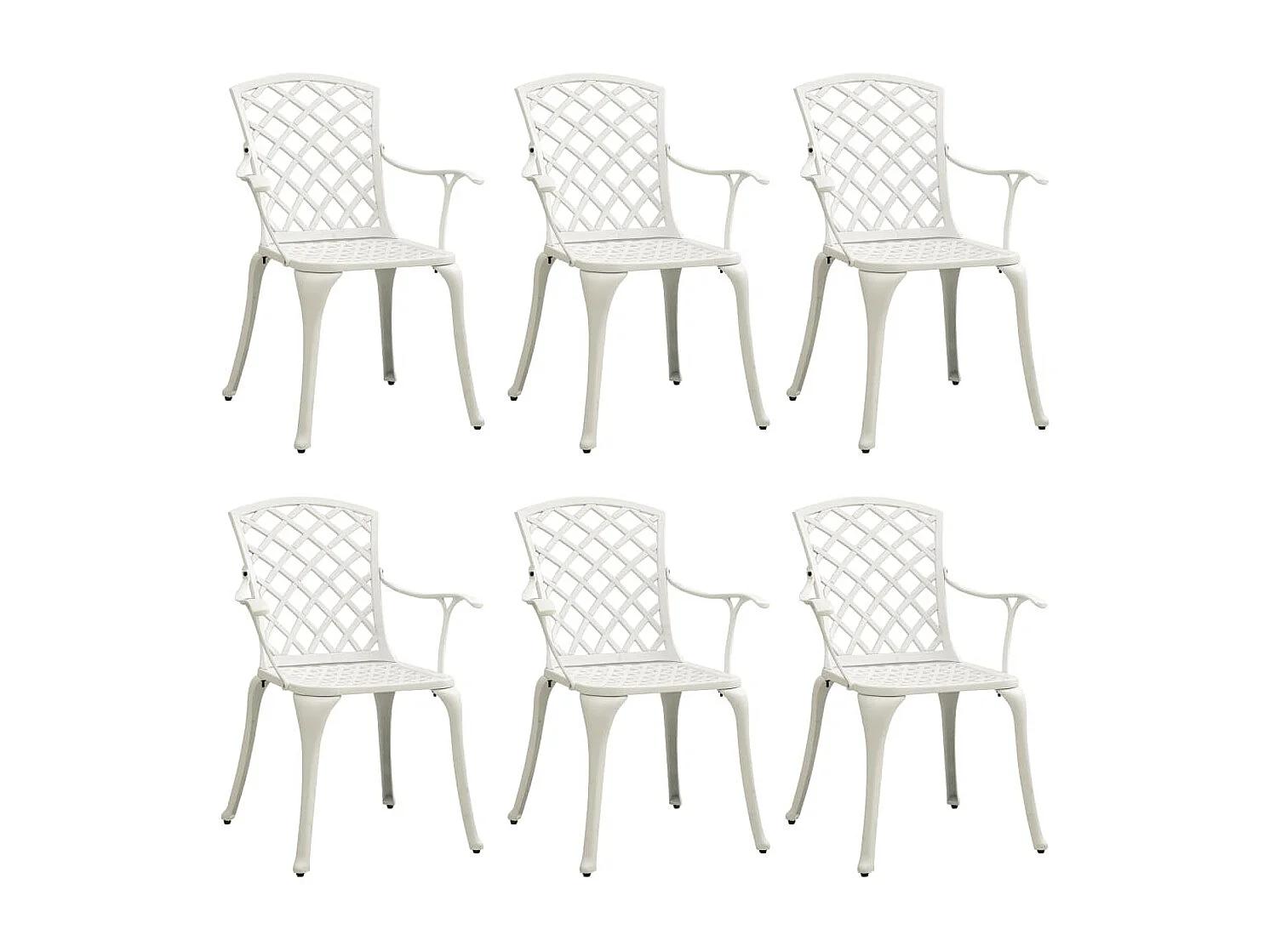 Chaises de jardin lot de 6 fonte d'aluminium blanc