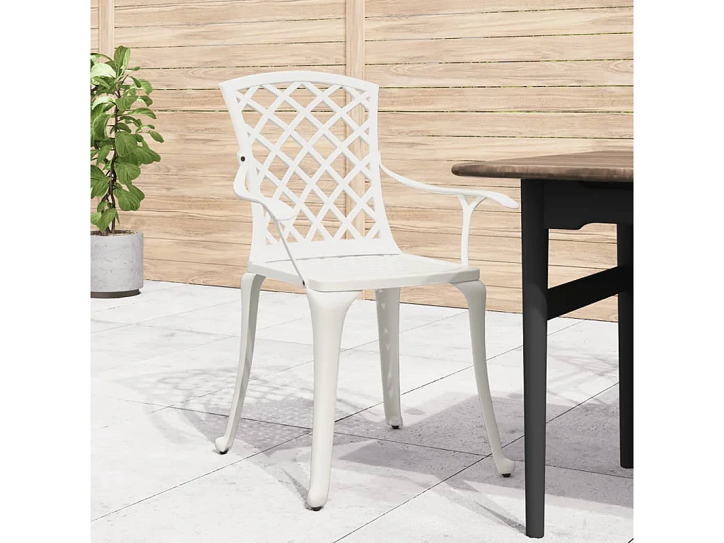 Chaises de jardin lot de 6 fonte d'aluminium blanc