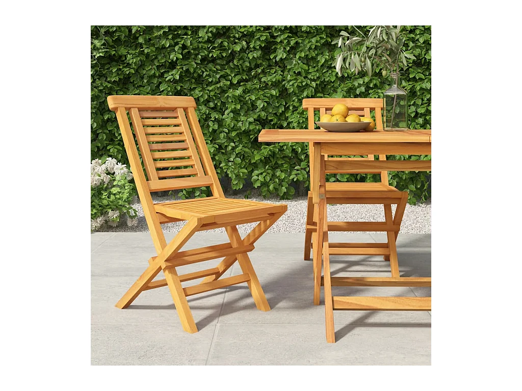 Chaises de jardin pliantes 2 pièces 47x63x90 cm bois massif teck